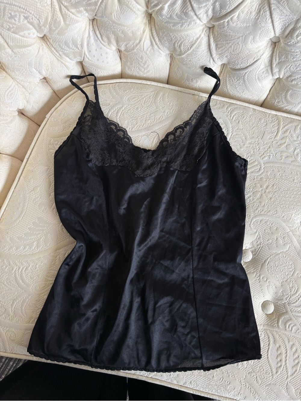 Vintage Lace-Trim Satin Cami